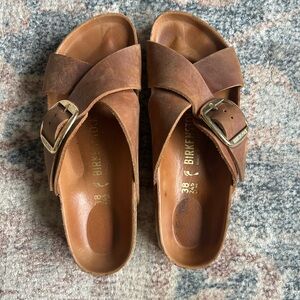 Birkenstock Sienna Big Buckle Oiled Leather (Size 38)
